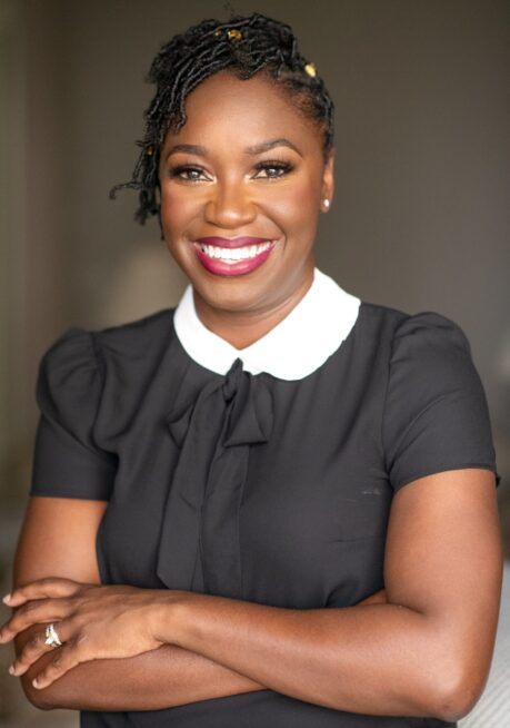 Ebony Johnson, therapist, wearing a black shirt portrait shot